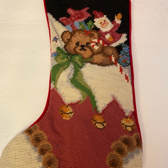 Vtg. IMPERIAL ELEGANCE Toy's & Teddy Bears Needlepoint Wool Christmas Stocking - Picture 1 of 6